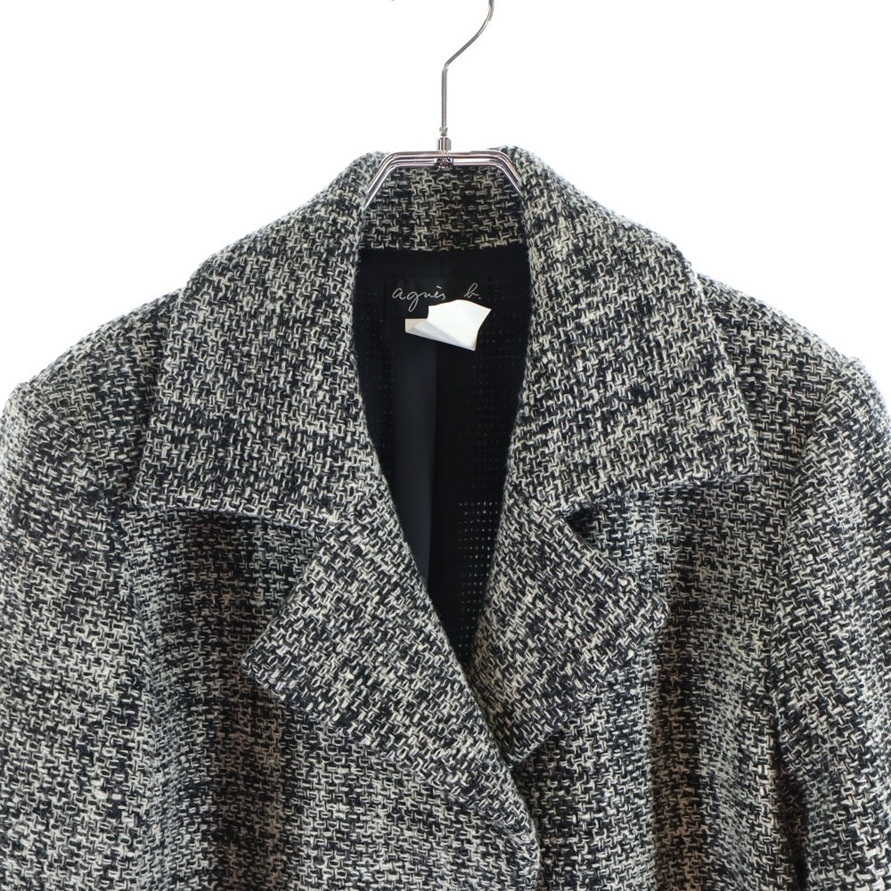 agnes b.(アニエスベー) ボタンアップ ツイード チェスターコート レディース グレー