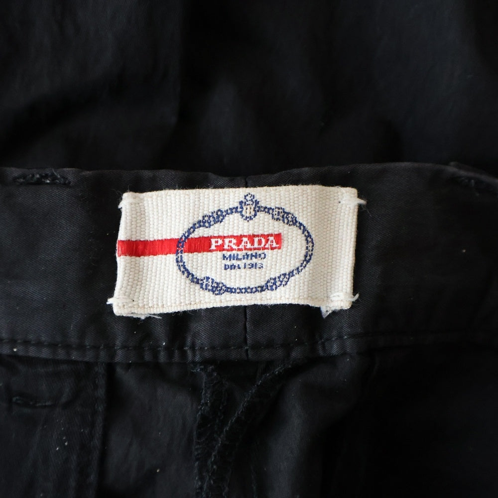 PRADA SPORT(プラダ スポーツ) 09SS ロゴパッチ コットンナイロン ノータックストレートパンツ ブラック SPD50P