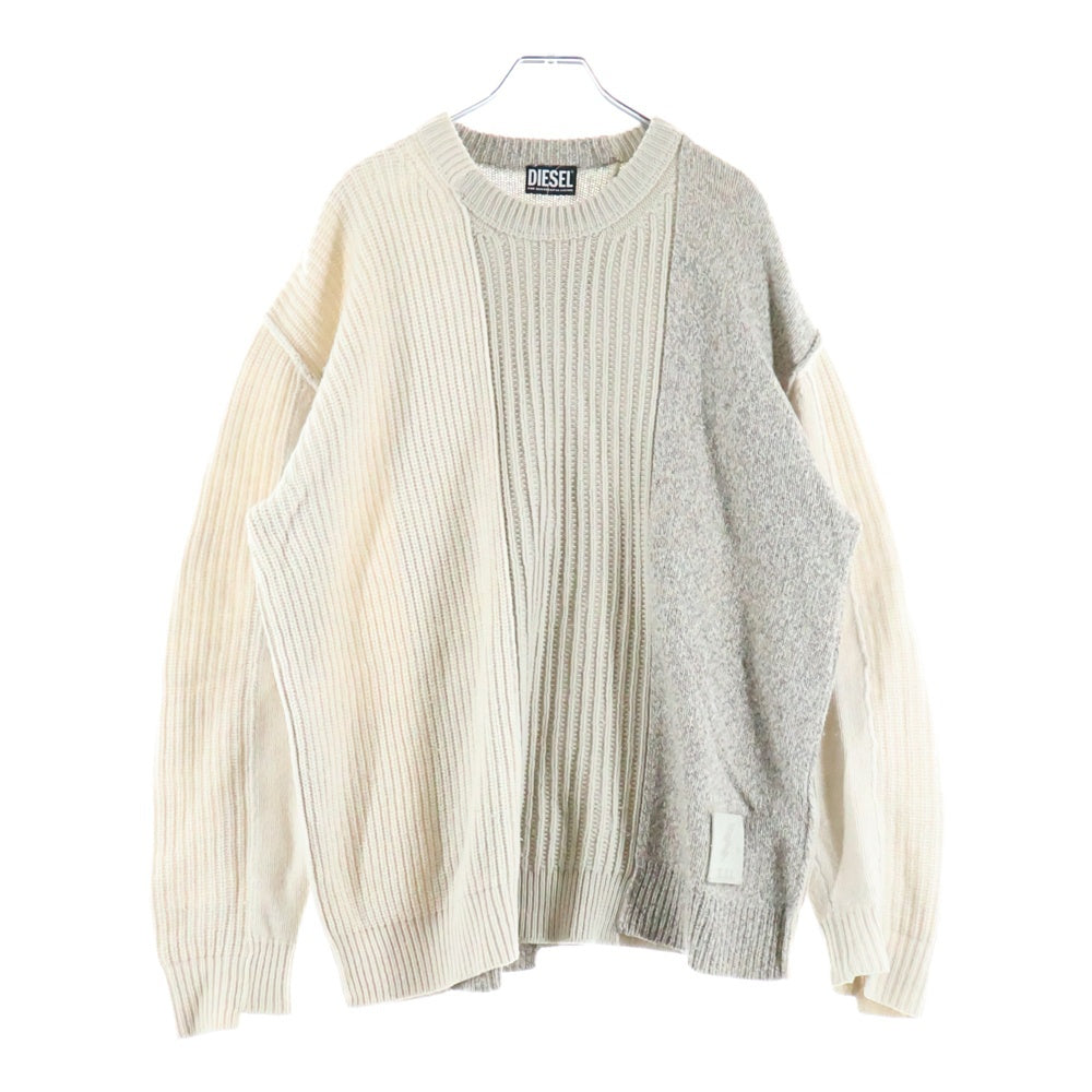 DIESEL(ディーゼル) ドッキング クルーネックニットセーター グレー/アイボリー A03430