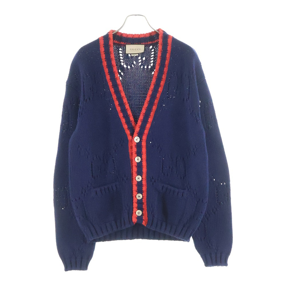 GUCCI(グッチ) GGロゴ ローゲージ ニットカーディガン ネイビー 692156 XKCBA