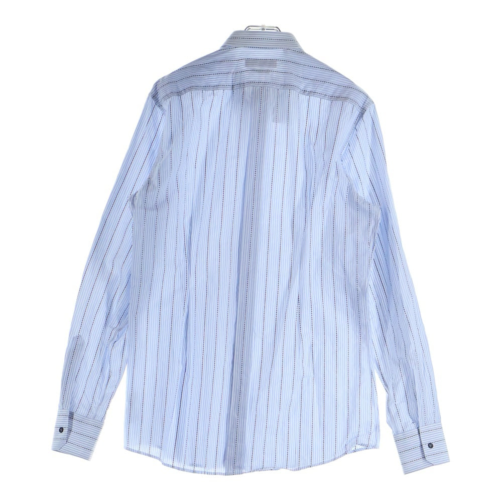 DOLCE & GABBANA(ドルチェアンドガッバーナ) ロゴデザイン ロングスリーブ ストライプシャツ ブルー/ホワイト G5EX3T FB5M7