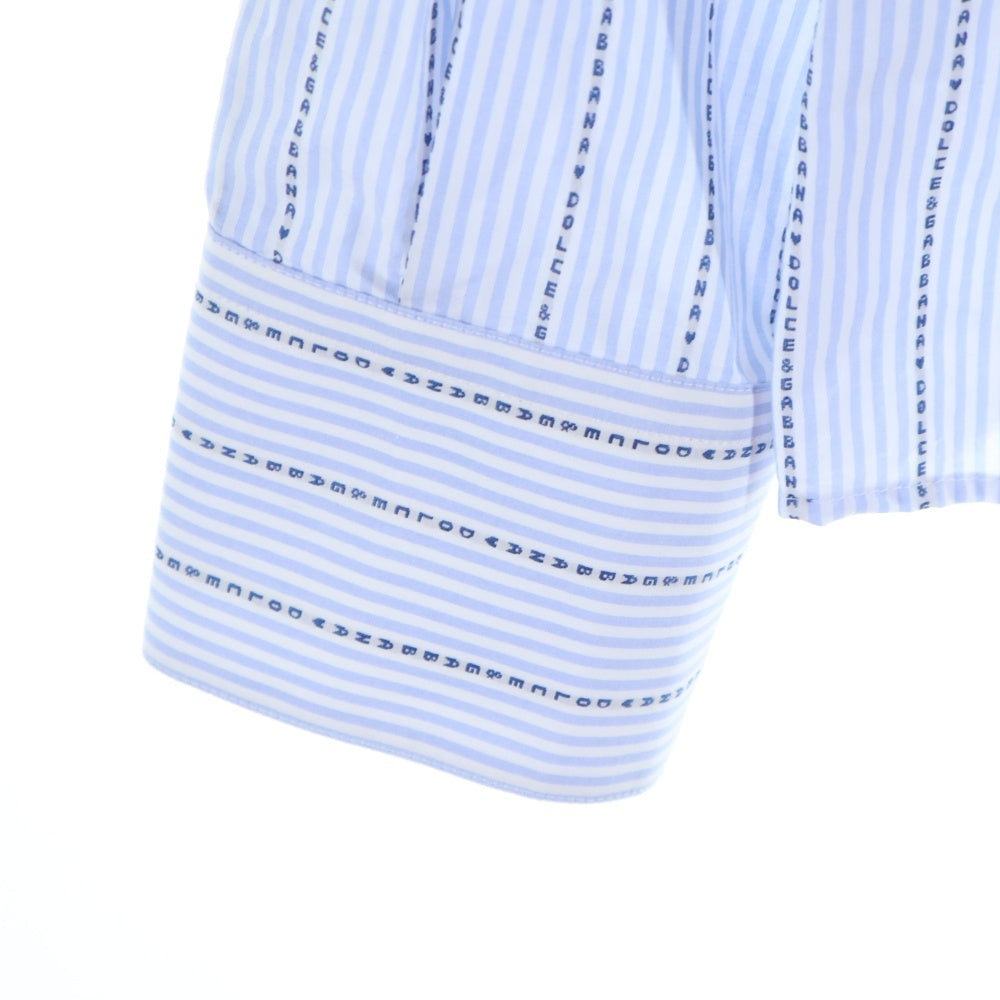 DOLCE & GABBANA(ドルチェアンドガッバーナ) ロゴデザイン ロングスリーブ ストライプシャツ ブルー/ホワイト G5EX3T FB5M7