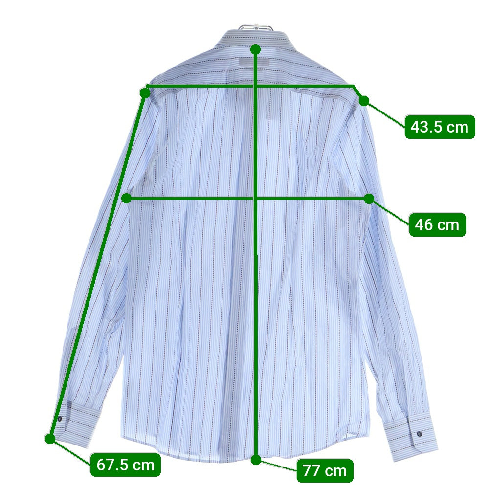 DOLCE & GABBANA(ドルチェアンドガッバーナ) ロゴデザイン ロングスリーブ ストライプシャツ ブルー/ホワイト G5EX3T FB5M7