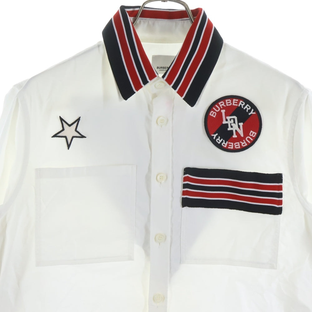 BURBERRY(バーバリー) ロゴパッチ ロングスリーブ コットンシャツ ホワイト 8023798