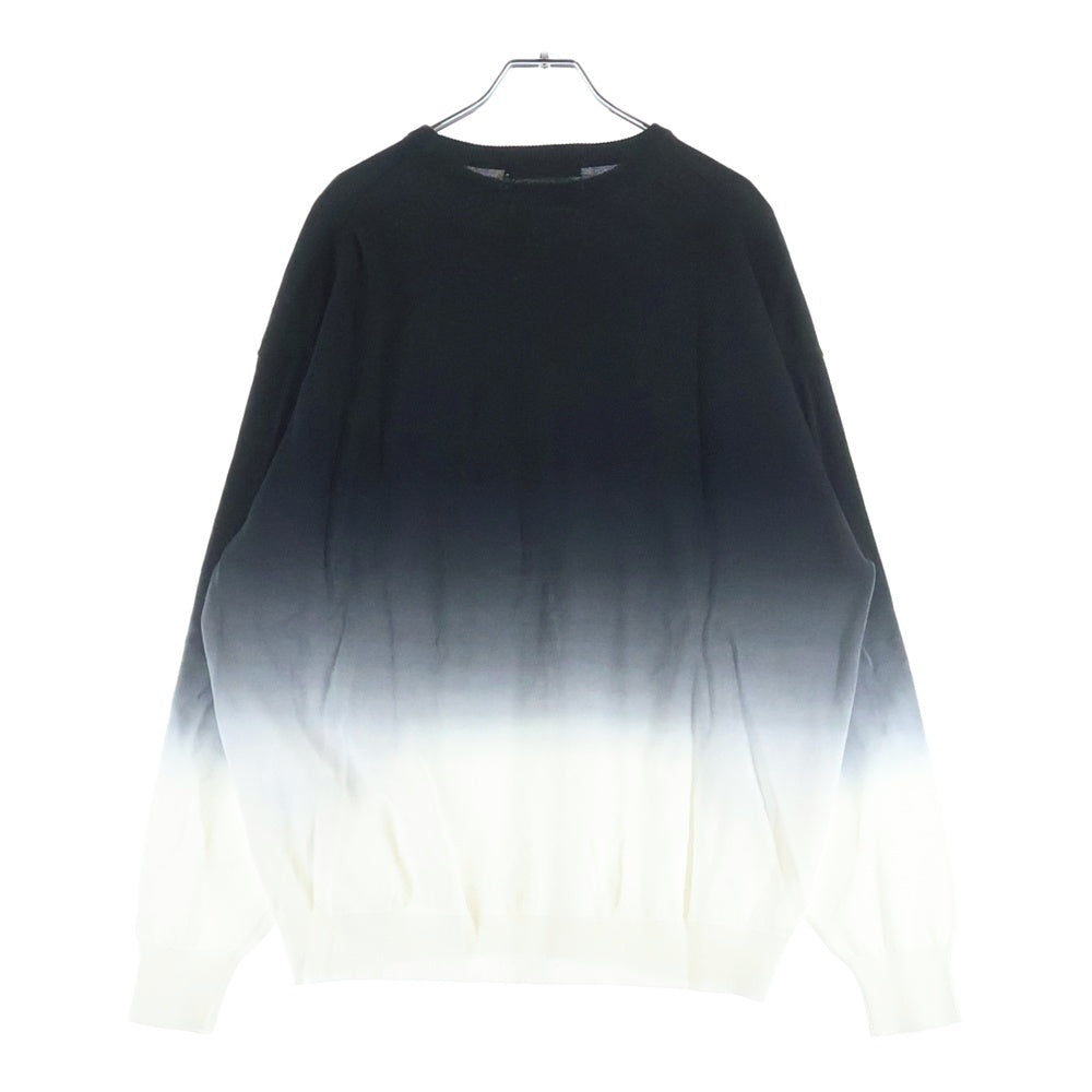 Graphpaper(グラフペーパー) 24SS PIECE DYED HIGH GAUGE KNIT OVERSIZED CREW NECK ピースダイド オーバーサイズ クルーネック ハイゲージニット セーター ブラック/ホワイト GU241-80251C