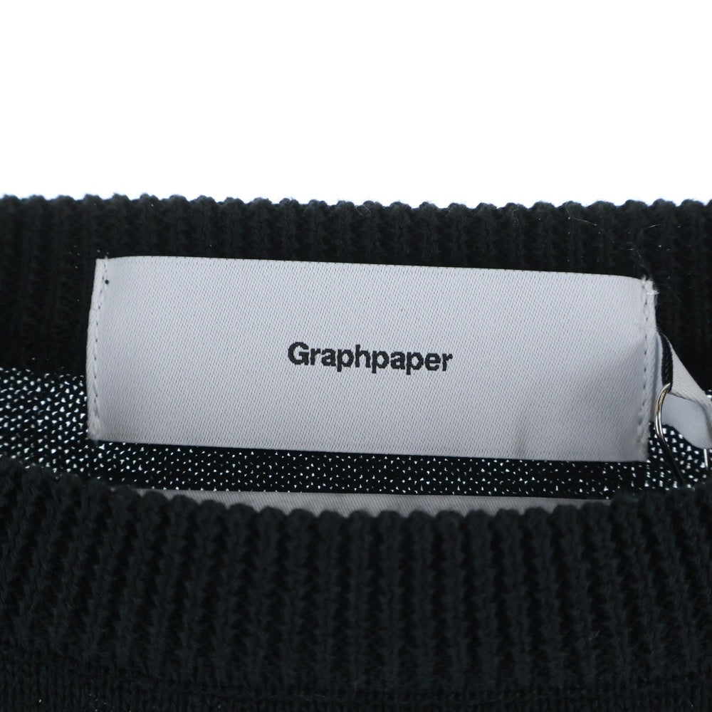 Graphpaper(グラフペーパー) 24SS PIECE DYED HIGH GAUGE KNIT OVERSIZED CREW NECK ピースダイド オーバーサイズ クルーネック ハイゲージニット セーター ブラック/ホワイト GU241-80251C