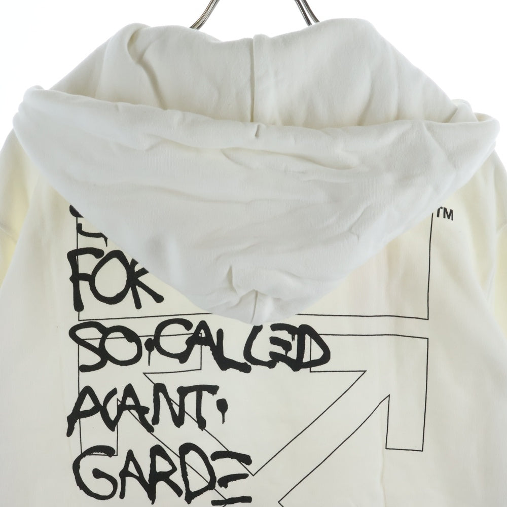 OFF-WHITE(オフホワイト) 19SS ×BASQUIAT バスキア 両面グラフィックプリント スウェット フーデットプルオーバーパーカー ホワイト OMBB034T19192002