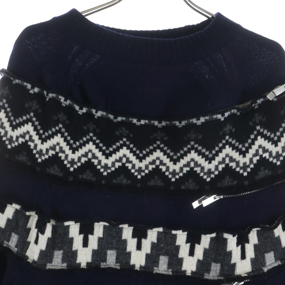 Sacai(サカイ) 19AW ジップドッキングデザイン ニット ロングワンピース ネイビー レディース 19-04741