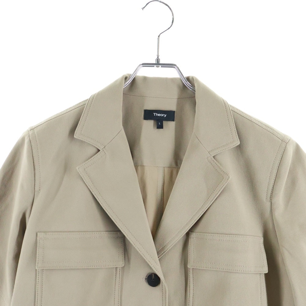 theory(セオリー) Neoteric Twill SS Safari JKT マルチポケット ショートスリーブ 半袖 ベルテッド サファリジャケット ベージュ 01-3104105 レディース