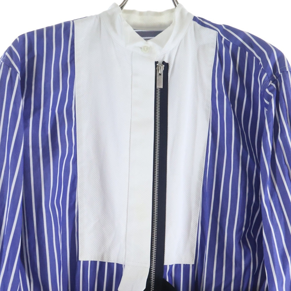 Sacai(サカイ) 20AW Suiting x Cotton Poplin ストライプ ドッキングワンピース ブルー/ブラック レディース 20-05129