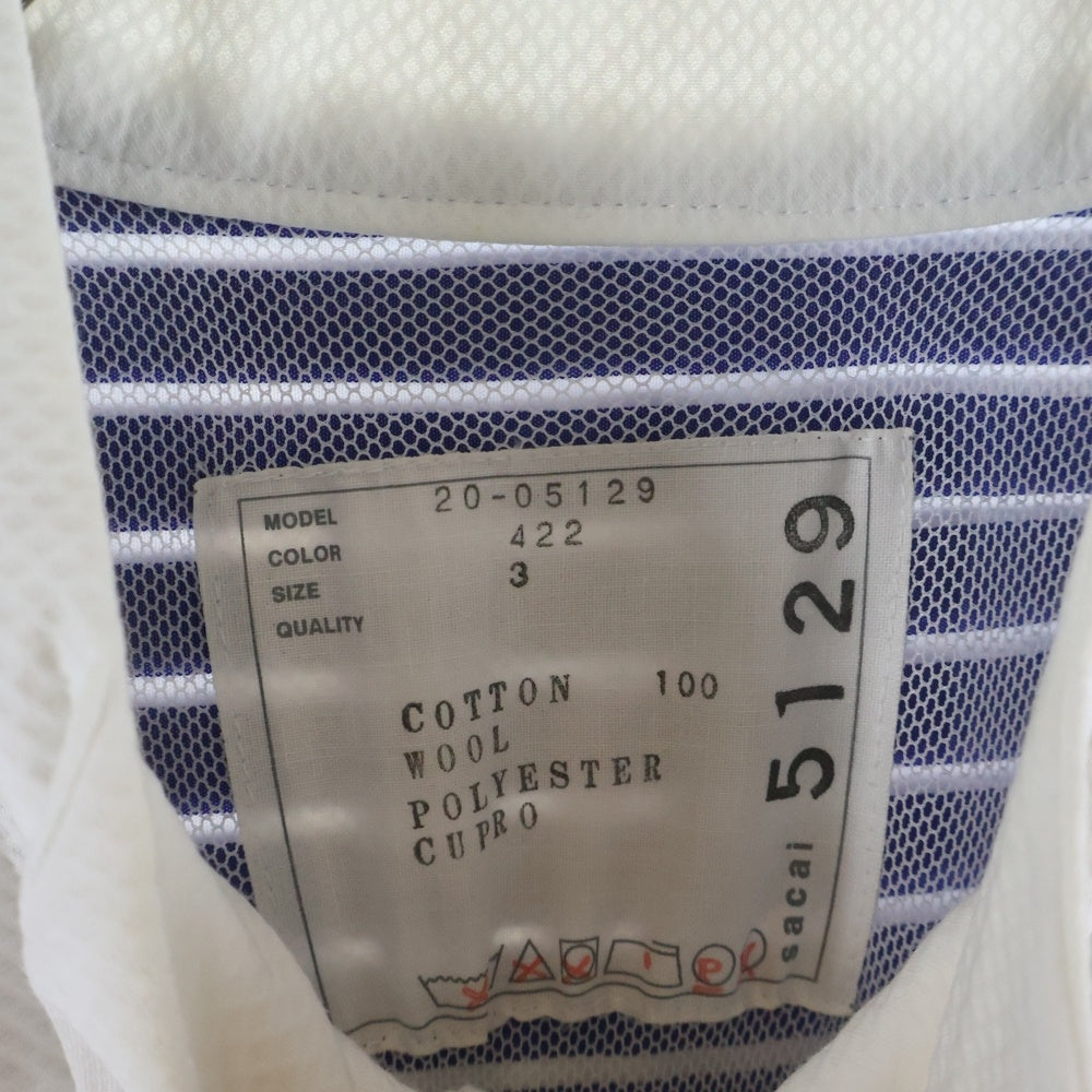 Sacai(サカイ) 20AW Suiting x Cotton Poplin ストライプ ドッキングワンピース ブルー/ブラック レディース 20-05129