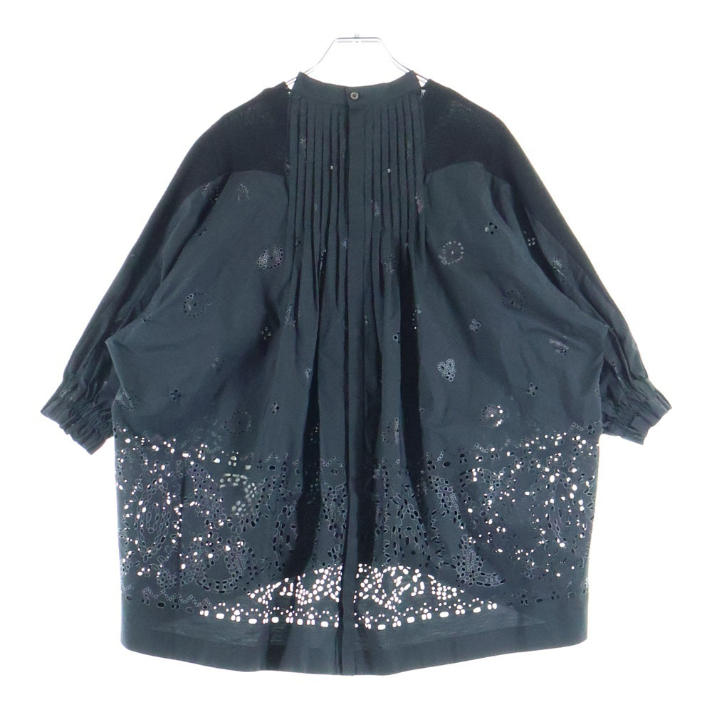 Sacai(サカイ) 21AW ペイズリー柄 ニットドッキング 七分丈シャツ ブラック レディース 21-05700