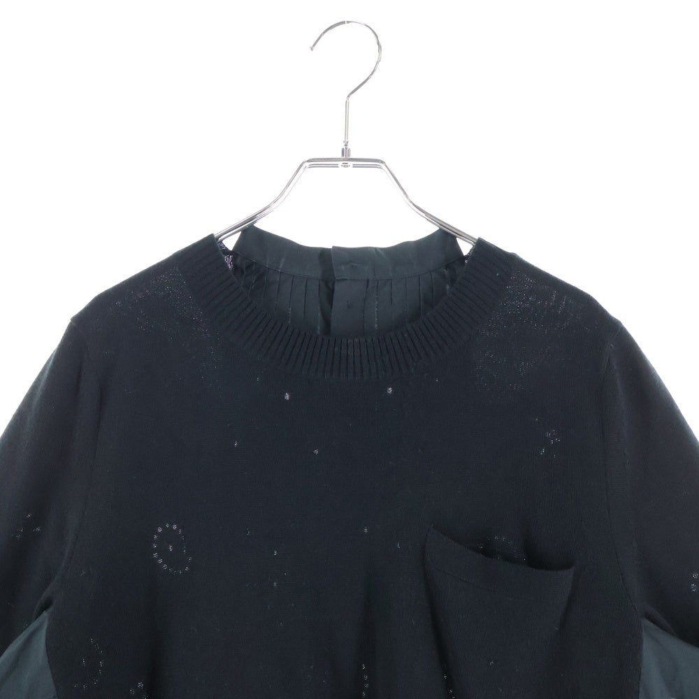 Sacai(サカイ) 21AW ペイズリー柄 ニットドッキング 七分丈シャツ ブラック レディース 21-05700