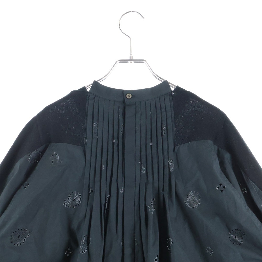 Sacai(サカイ) 21AW ペイズリー柄 ニットドッキング 七分丈シャツ ブラック レディース 21-05700