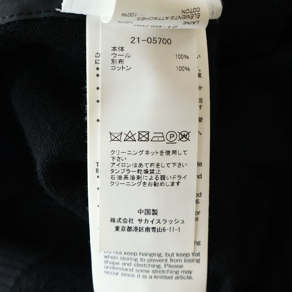 Sacai(サカイ) 21AW ペイズリー柄 ニットドッキング 七分丈シャツ ブラック レディース 21-05700