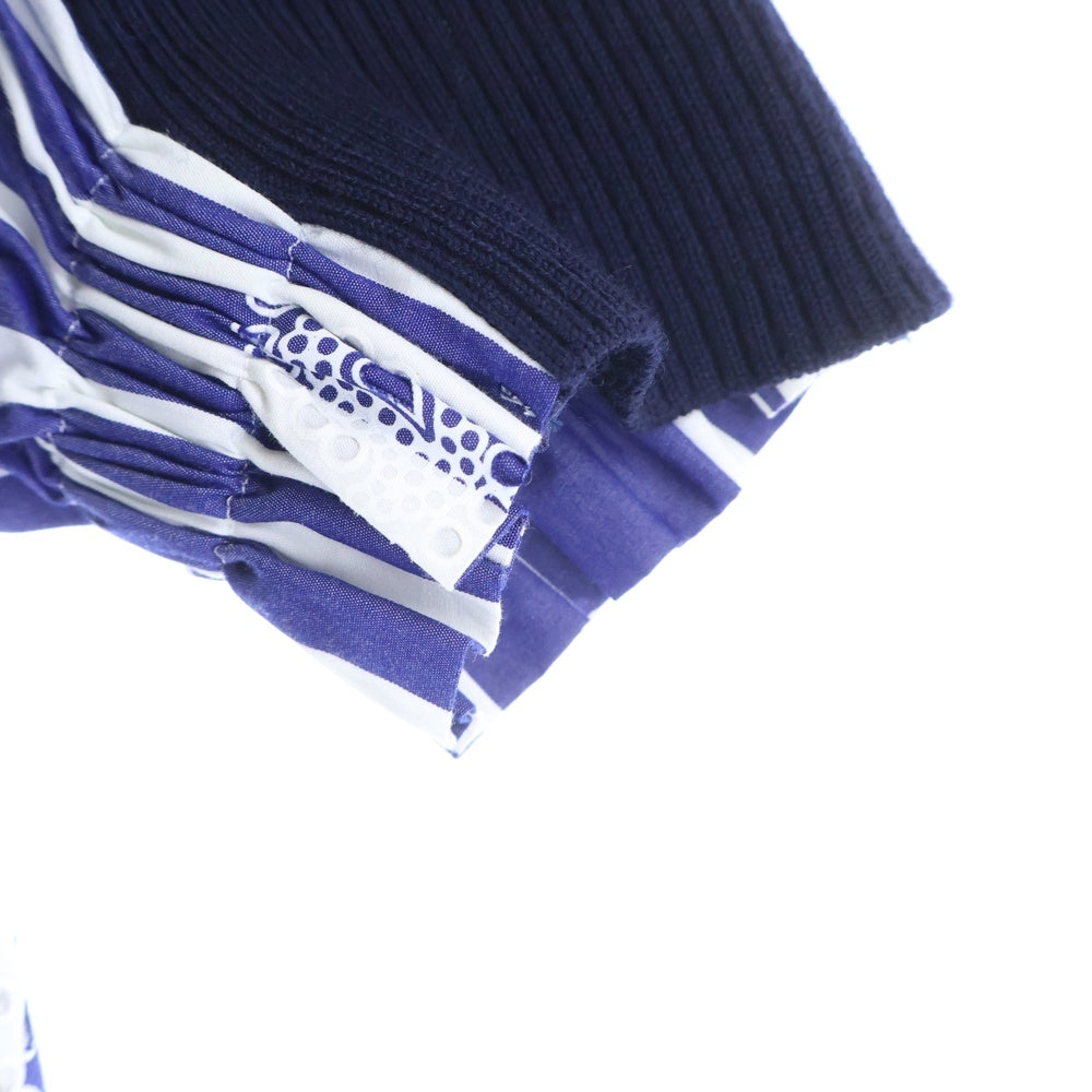 Sacai(サカイ) 21AW ペイズリー柄 ニットドッキング 七分丈シャツ ブルー レディース 21-05700