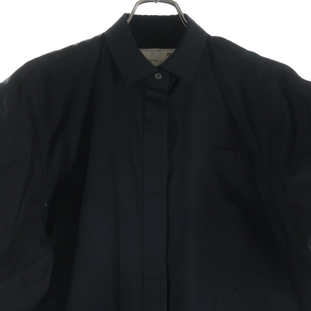 Sacai(サカイ) 22SS Nylon Twill Mix Dress ナイロン ツイル ミックスドレス 半袖ワンピース ブラック レディース 22-06069