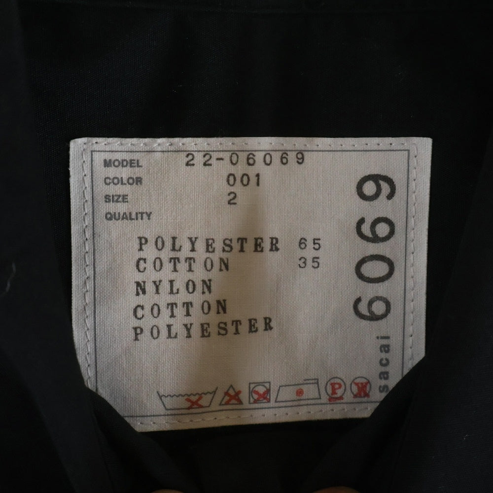 Sacai(サカイ) 22SS Nylon Twill Mix Dress ナイロン ツイル ミックスドレス 半袖ワンピース ブラック レディース 22-06069