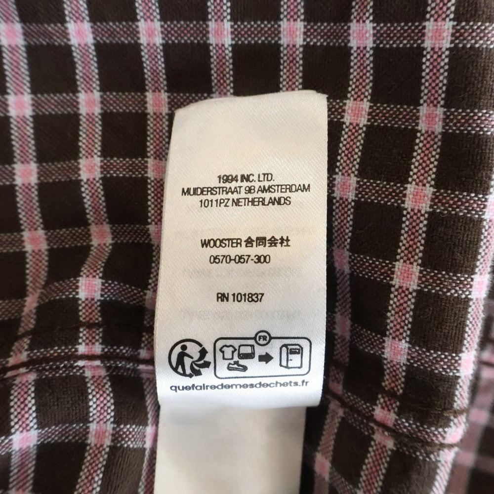 SUPREME(シュプリーム) 23AW Loose Fit Oxford Shirt 胸ロゴエンブロイダリー ルーズフィット オックスフォード 長袖チェックシャツ ブラウン/ピンク