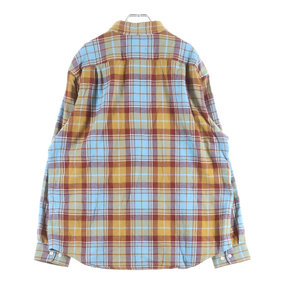 SUPREME(シュプリーム) 22AW Plaid Flannel Shirt 胸ロゴエンブロイダリー フランネル 長袖チェックシャツ ブラウン/ライトブルー