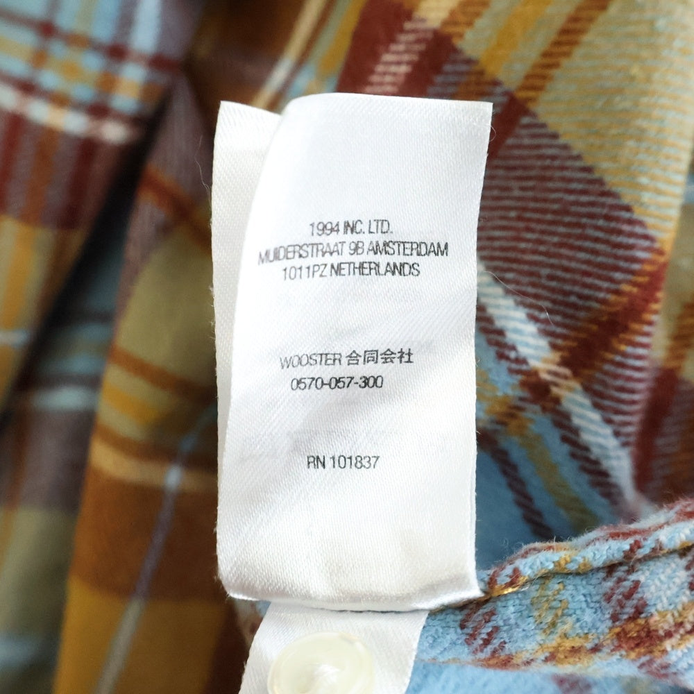 SUPREME(シュプリーム) 22AW Plaid Flannel Shirt 胸ロゴエンブロイダリー フランネル 長袖チェックシャツ ブラウン/ライトブルー