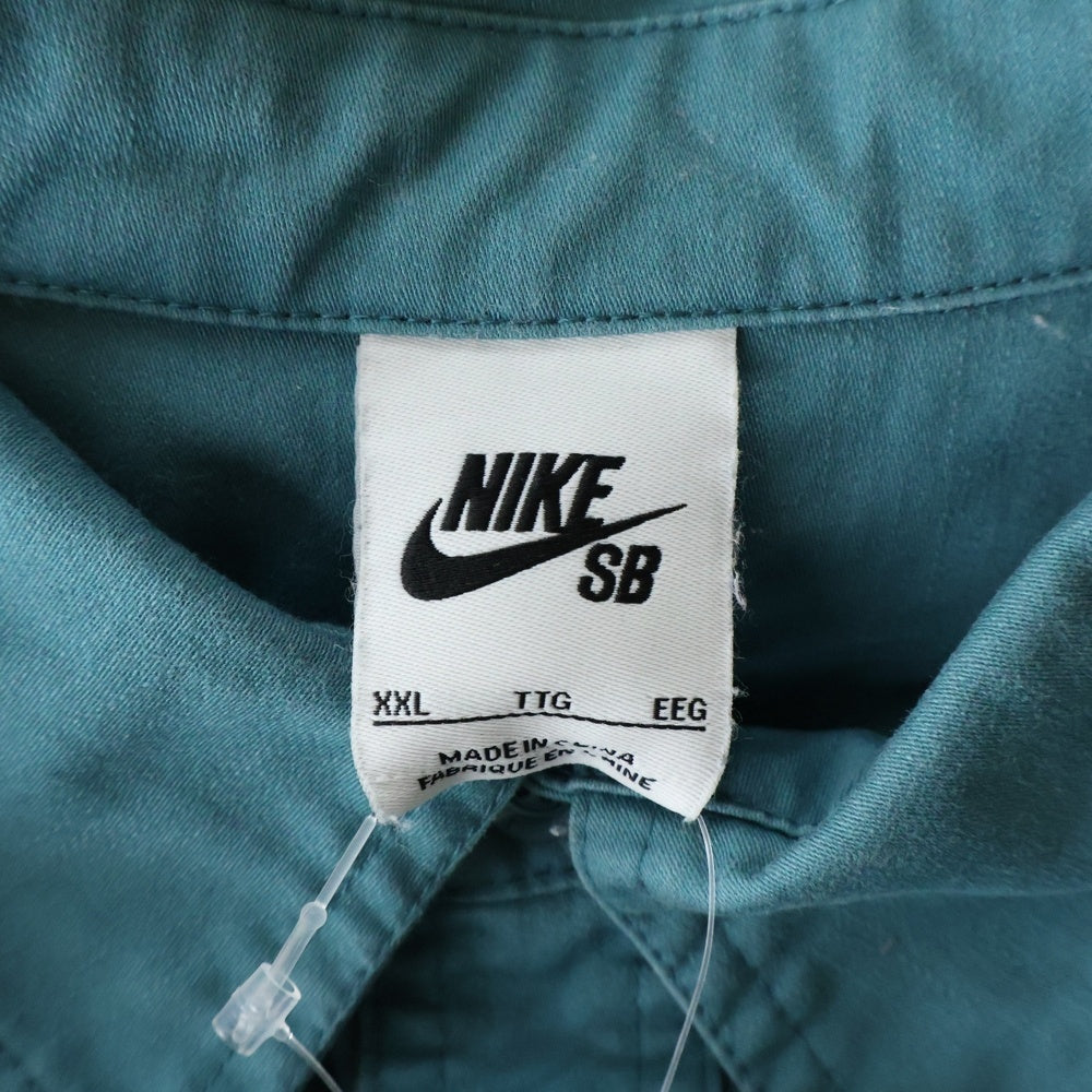 NIKE SB(ナイキエスビー) WOVEN SKATE L/S BD SHIRT 胸ロゴエンブロイダリー ウーブンスケート 長袖ボタンダウンシャツ ブルー DQ6288-379