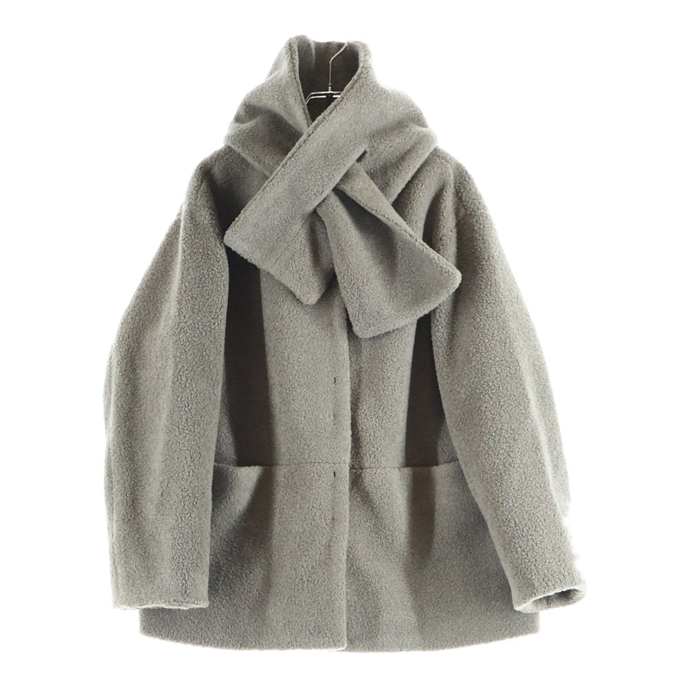 NO BRAND(ノーブランド) kurashi&trips PUBLISHING クラシ&トリップスパブリッシング ノーカラーボアジャケット コート レディース ライトグレー 903-709-4016-X