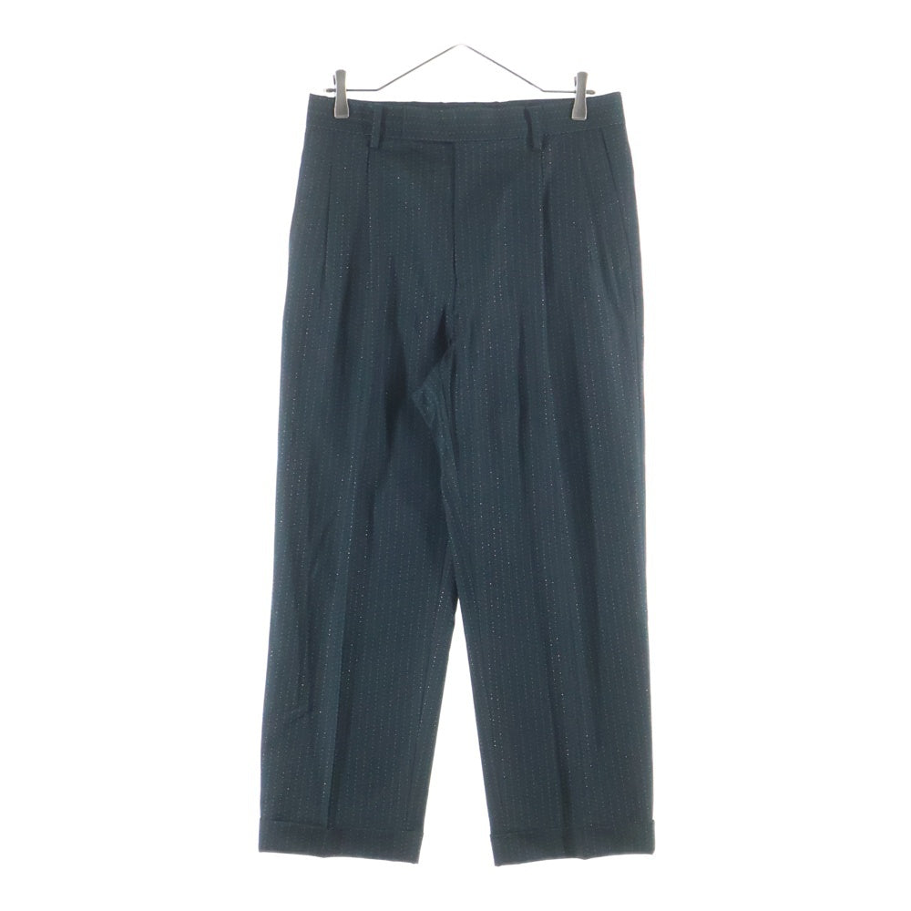 WACKO MARIA(ワコマリア) DORMEUIL / GLITTER PLEATED TROUSERS (TYPE-2) グリッターストライプ プリーツトラウザー スラックスパンツ グリーン