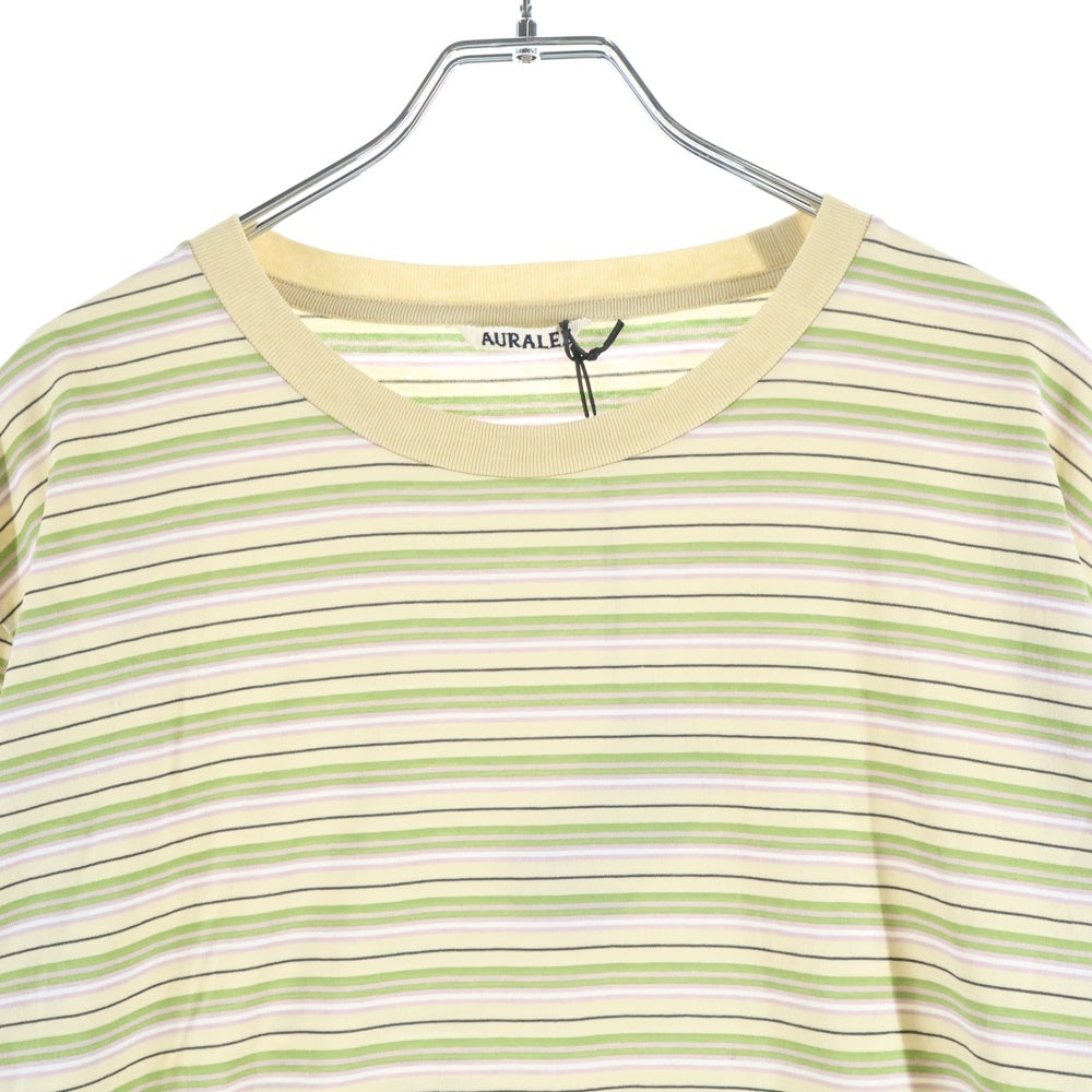 AURALEE(オーラリー) 24SS HARD TWIST COTTON BORDER TEE ハードツイスト コットン ボーダー柄 クルーネック カットソー 半袖Tシャツ マルチ A24ST02BR