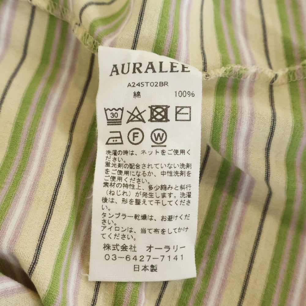 AURALEE(オーラリー) 24SS HARD TWIST COTTON BORDER TEE ハードツイスト コットン ボーダー柄 クルーネック カットソー 半袖Tシャツ マルチ A24ST02BR