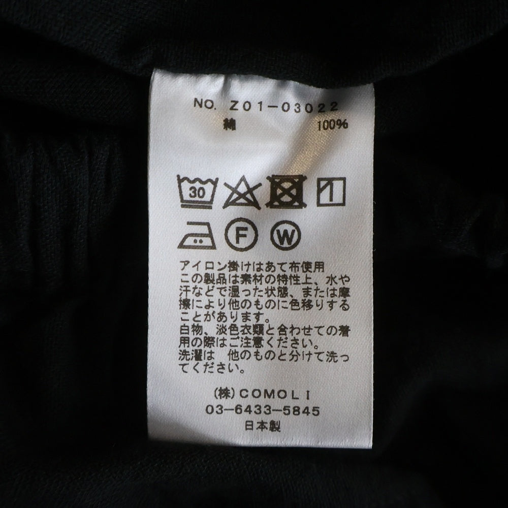 COMOLI(コモリ) 24SS オックス ドローストリングパンツ コットン イージーパンツ ブラック Z01-03022