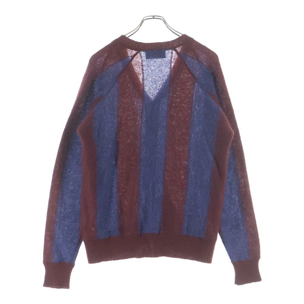 UNUSED(アンユーズド) 21AW 5B ストライプデザイン Vネック モヘア混 ニット カーディガン ブルー/レッド US2096-C002S3