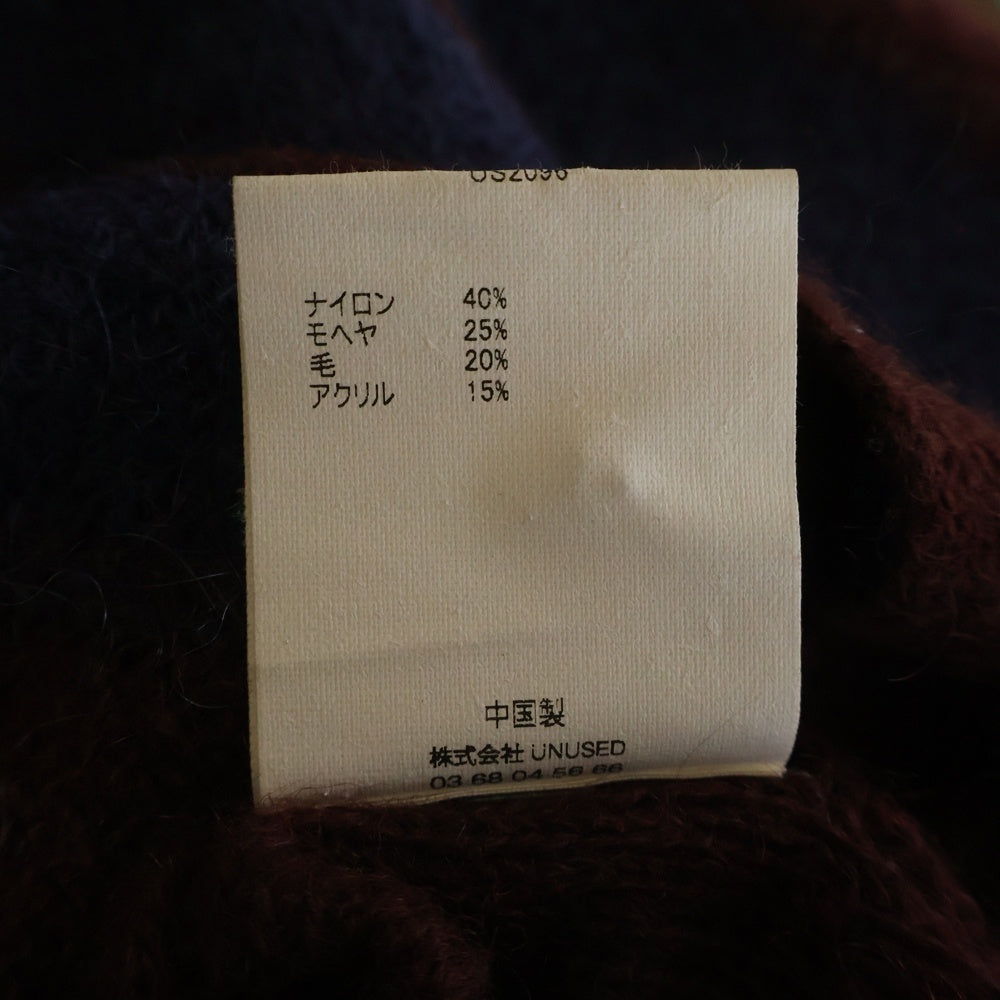 UNUSED(アンユーズド) 21AW 5B ストライプデザイン Vネック モヘア混 ニット カーディガン ブルー/レッド US2096-C002S3
