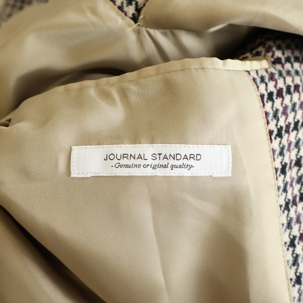 JOURNAL STANDARD relume(ジャーナルスタンダード レリューム) 千鳥柄 ハウンドトゥース レギュラーカラー ウール ロングコート ブラウン