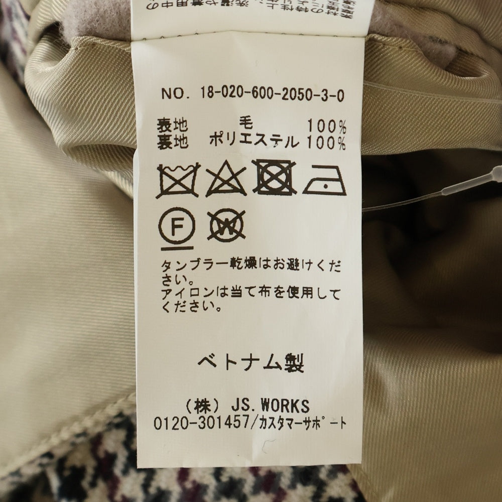 JOURNAL STANDARD relume(ジャーナルスタンダード レリューム) 千鳥柄 ハウンドトゥース レギュラーカラー ウール ロングコート ブラウン