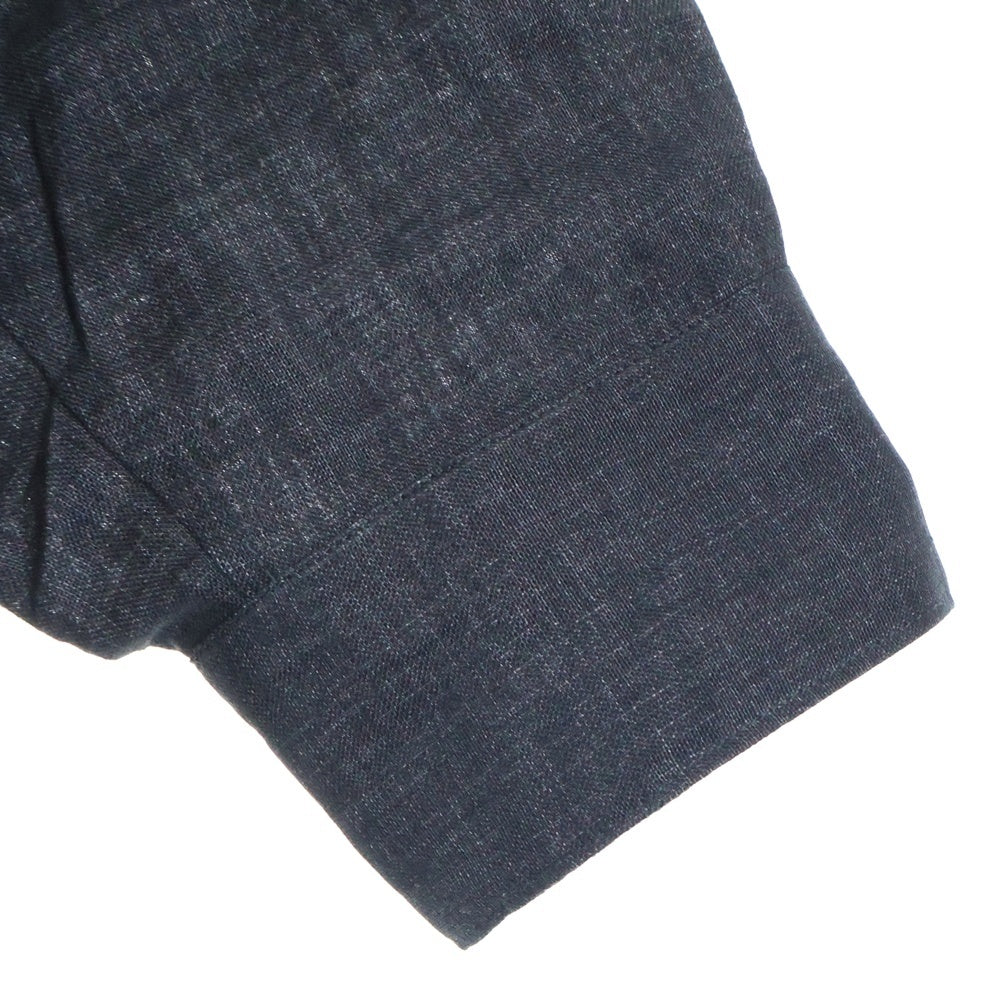 COMOLI(コモリ) 22SS C.P.O JKT ダブル胸ポケット レギュラーカラー リネン 長袖シャツ ブラック V01-01019