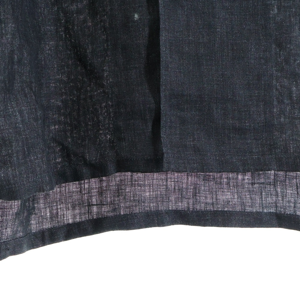 COMOLI(コモリ) 22SS C.P.O JKT ダブル胸ポケット レギュラーカラー リネン 長袖シャツ ブラック V01-01019