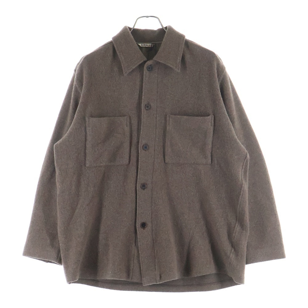 AURALEE(オーラリー) 21AW CASHMERE WOOL BRUSHED JERSEY BIG SHIRTS カシミヤウール ブラッシュド ジャージー ビッグシルエット 長袖シャツ ブラウン A21AB01PT