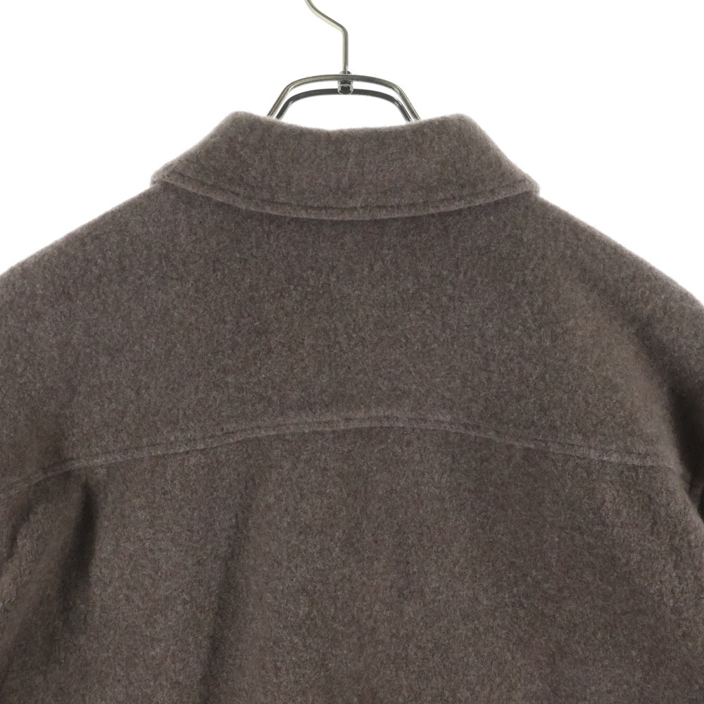AURALEE(オーラリー) 21AW CASHMERE WOOL BRUSHED JERSEY BIG SHIRTS カシミヤウール ブラッシュド ジャージー ビッグシルエット 長袖シャツ ブラウン A21AB01PT