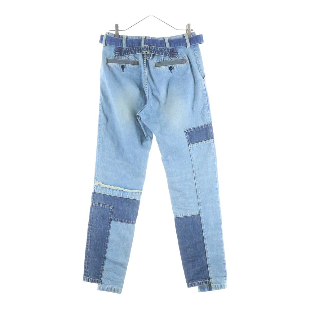 Sacai(サカイ) 21SS PATCH WORK DENIM PANTS パッチワーク マルチポケット ベルト付き デニムパンツ インディゴ 21-02512M