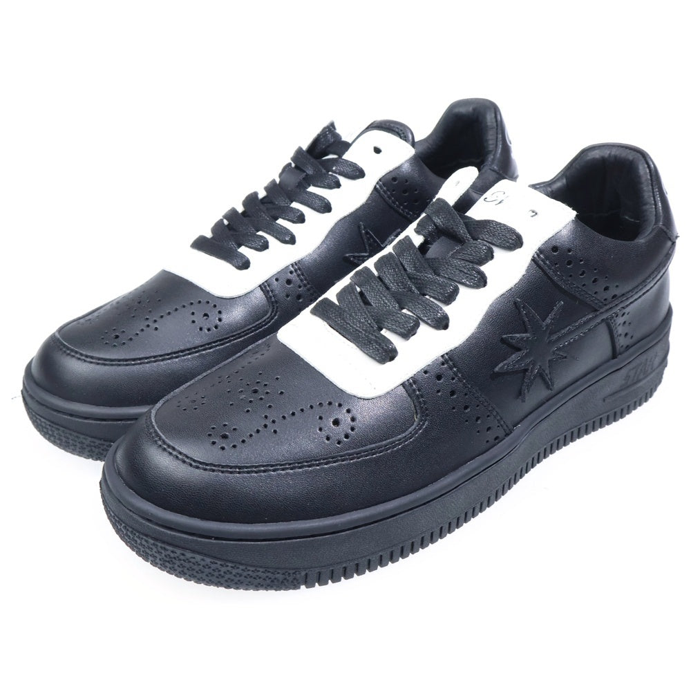 NUMBER (N)INE(ナンバーナイン) ×STAR WALK スターウォーク レザー ローカットスニーカー ブラック/ホワイト US8/26cm SW1805 10022