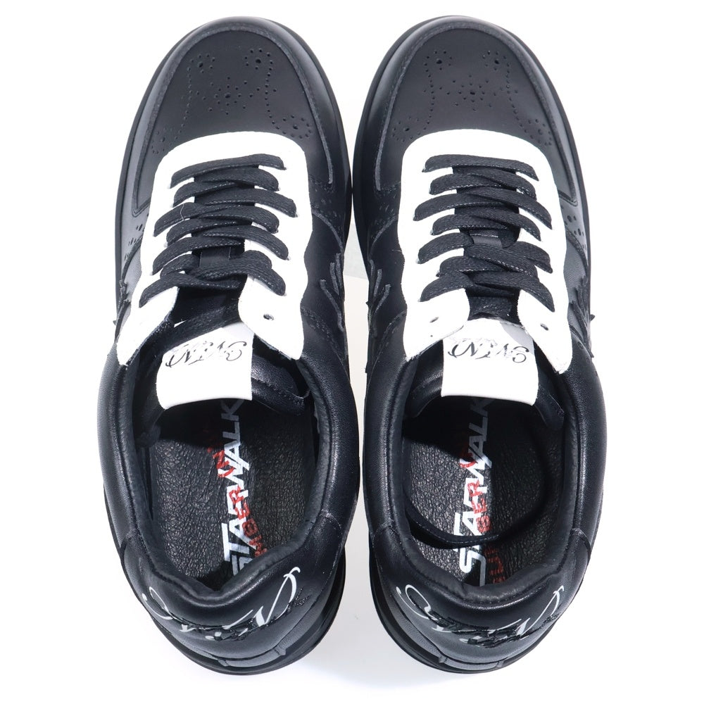 NUMBER (N)INE(ナンバーナイン) ×STAR WALK スターウォーク レザー ローカットスニーカー ブラック/ホワイト US7/25cm SW1805 10022