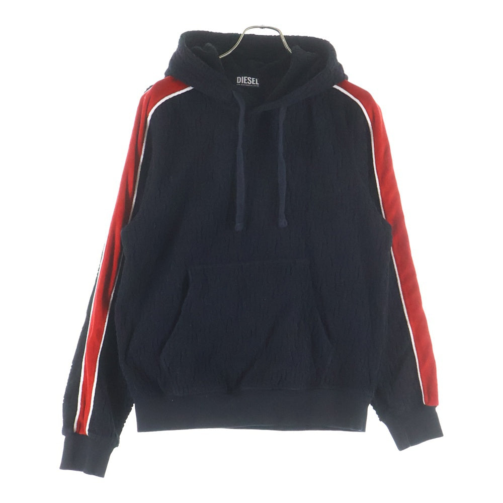 DIESEL(ディーゼル) S GINBERO HOOD ジャガード プルオーバー パーカー フーディ ブラック/レッド A08700