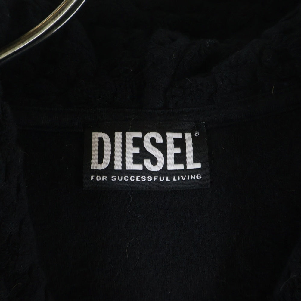 DIESEL(ディーゼル) S GINBERO HOOD ジャガード プルオーバー パーカー フーディ ブラック/レッド A08700