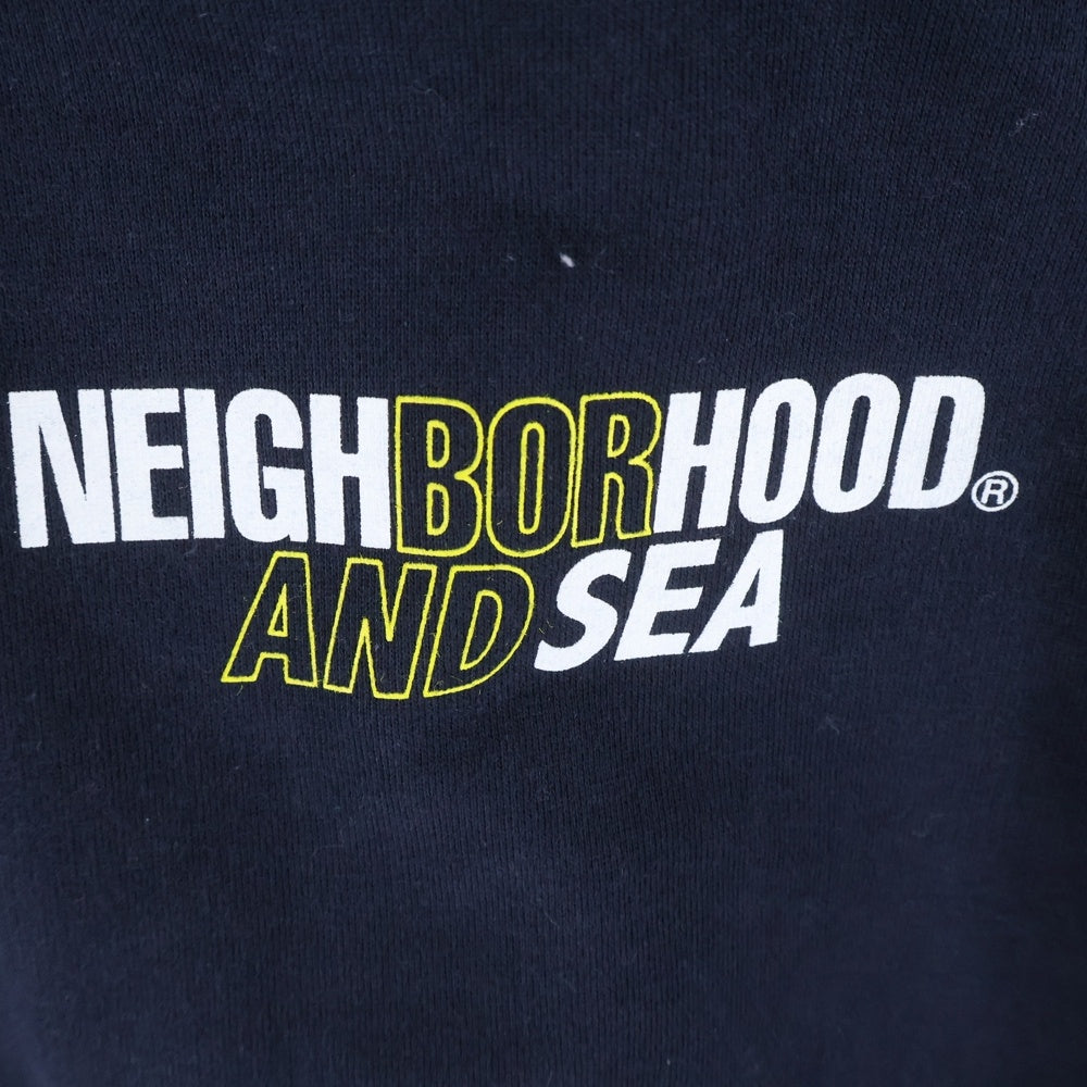 NEIGHBORHOOD(ネイバーフッド) ×WIND AND SEA C-HOODED LS ウィンダンシー フロントロゴ ロングスリーブ スウェット プルオーバー フーディ パーカー ネイビー 201ELWSN-CSM01S
