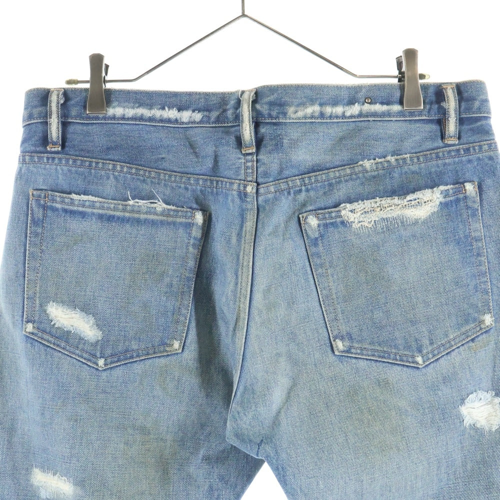 MINEDENIM(マインデニム) CRASH DENIM PANTS クラッシュ加工 マルチポケット ダメージ ストレート デニム パンツ インディゴ 1609-1005-86-352