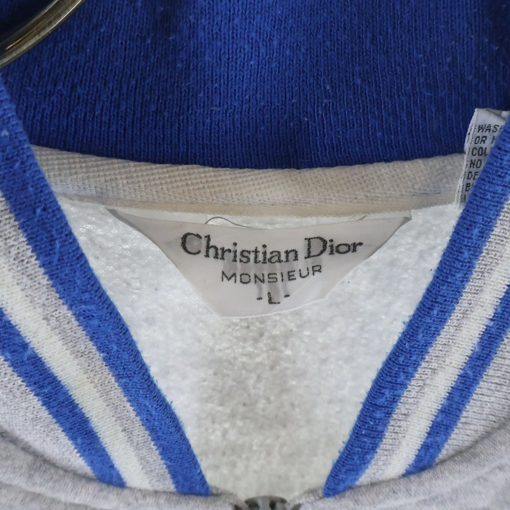 Christian Dior MONSIEUR(クリスチャンディオールムッシュ) ロゴエンブロイダリーデザイン リブカラー切り替え ジップアップジャケット グレー