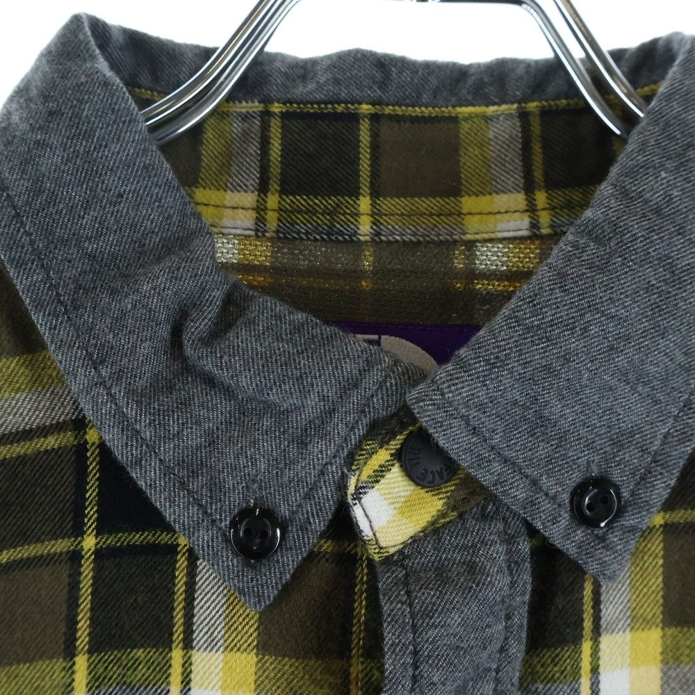 THE NORTH FACE PURPLE LABEL(ノースフェイスパープルレーベル) 2ポケット ロングスリーブ チェックシャツ イエロー NT3358N