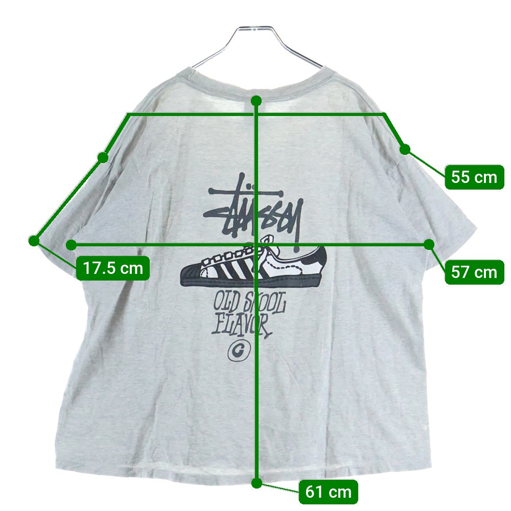 STUSSY(ステューシー) 90S VINTAGE OLD SKOOL FLAVOR TEE オールドスクール フレーバー ヴィンテージ Tシャツ 半袖カットソー グレー