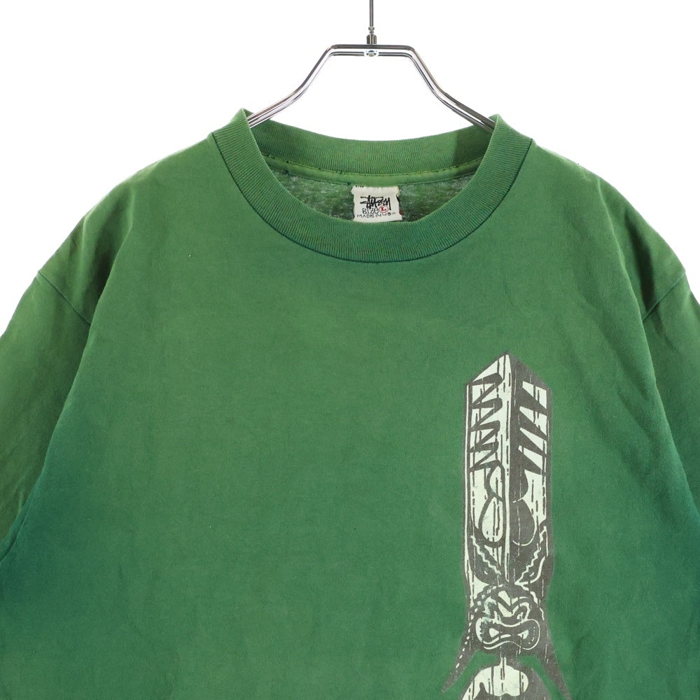 STUSSY(ステューシー) 90S VINTAGE OLD USA製 オールド インディアンプリント ヴィンテージ Tシャツ 半袖カットソー グリーン
